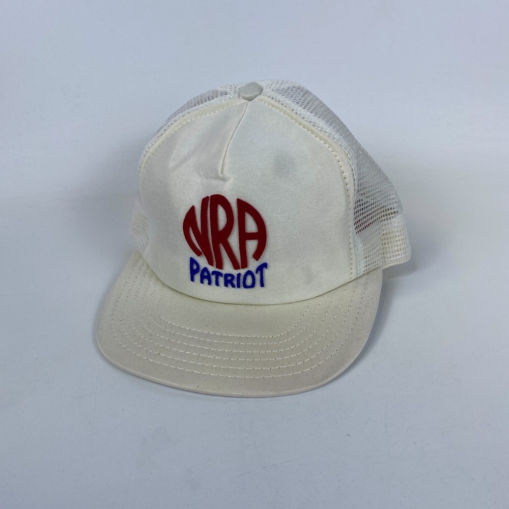 NRA Patriot Trucker Hat Mens One Size White Mesh Back Strapback‎ Adjustable